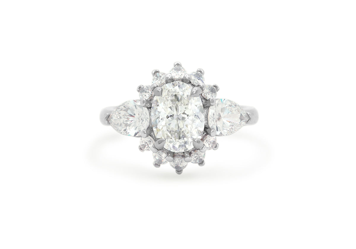 Bague De Fiançailles Vintage 1,90 Ct Diamant Simulé Or Blanc 14k - Taille Personnalisable