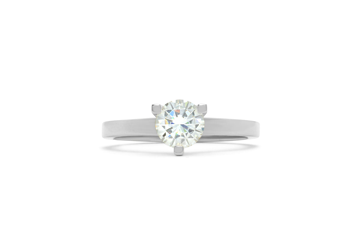 Bague Fiançailles 3.0TCW Asscher Moissanite - Or Blanc Plaqué, Personnalisable