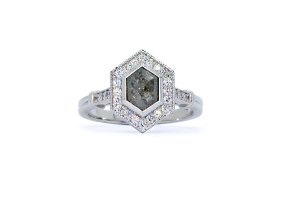 Bague diamant poivre et sel