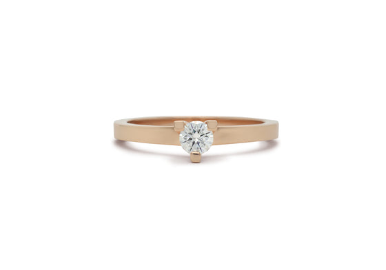 Solitaire moissanite 4 mm (Or jaune ou rose)