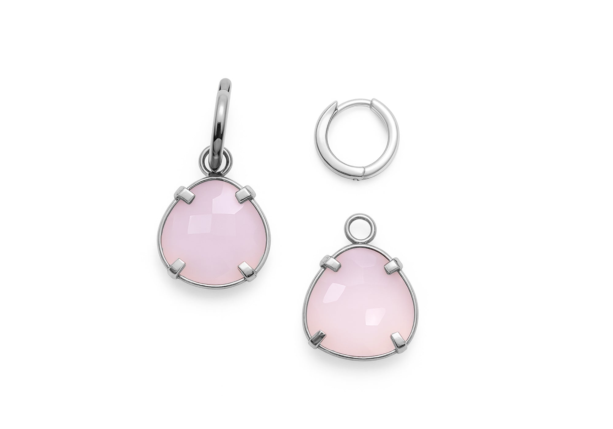 Anneaux or blanc enjoliveurs de quartz rose