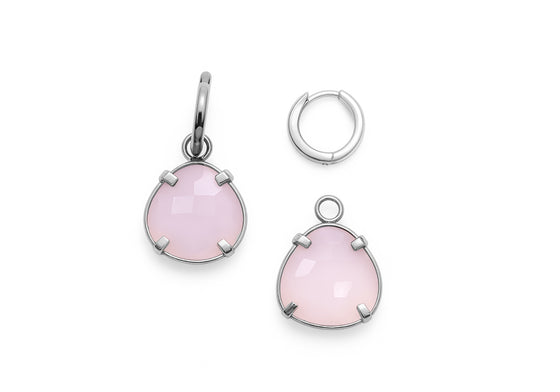 Anneaux or blanc enjoliveurs de quartz rose