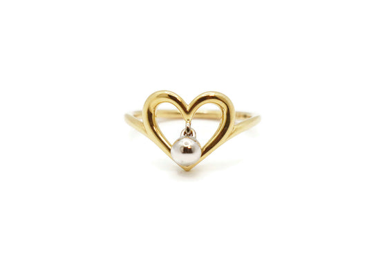 Bague coeur 14K avec boule d'or