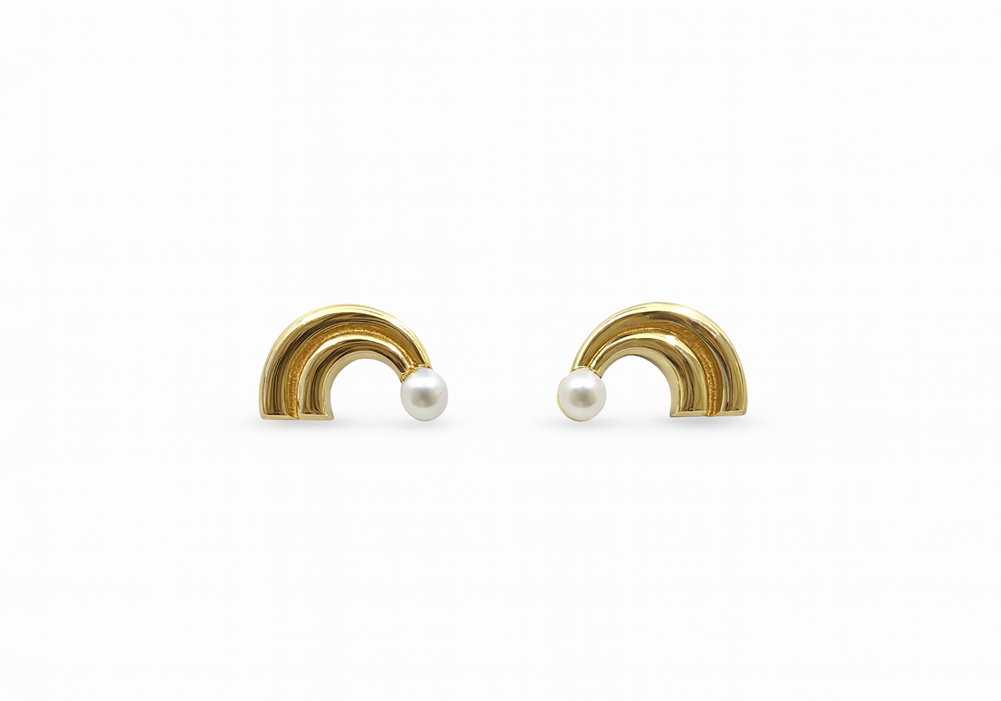Boucles d'oreilles arc-en-ciel en or jaune et perles