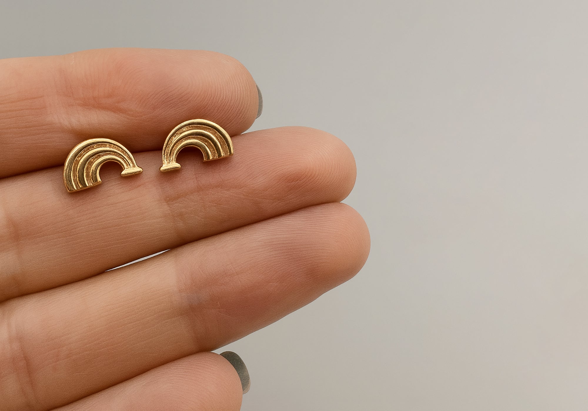 Boucles d'oreilles arc-en-ciel or rose