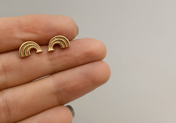 Boucles d'oreilles arc-en-ciel or rose