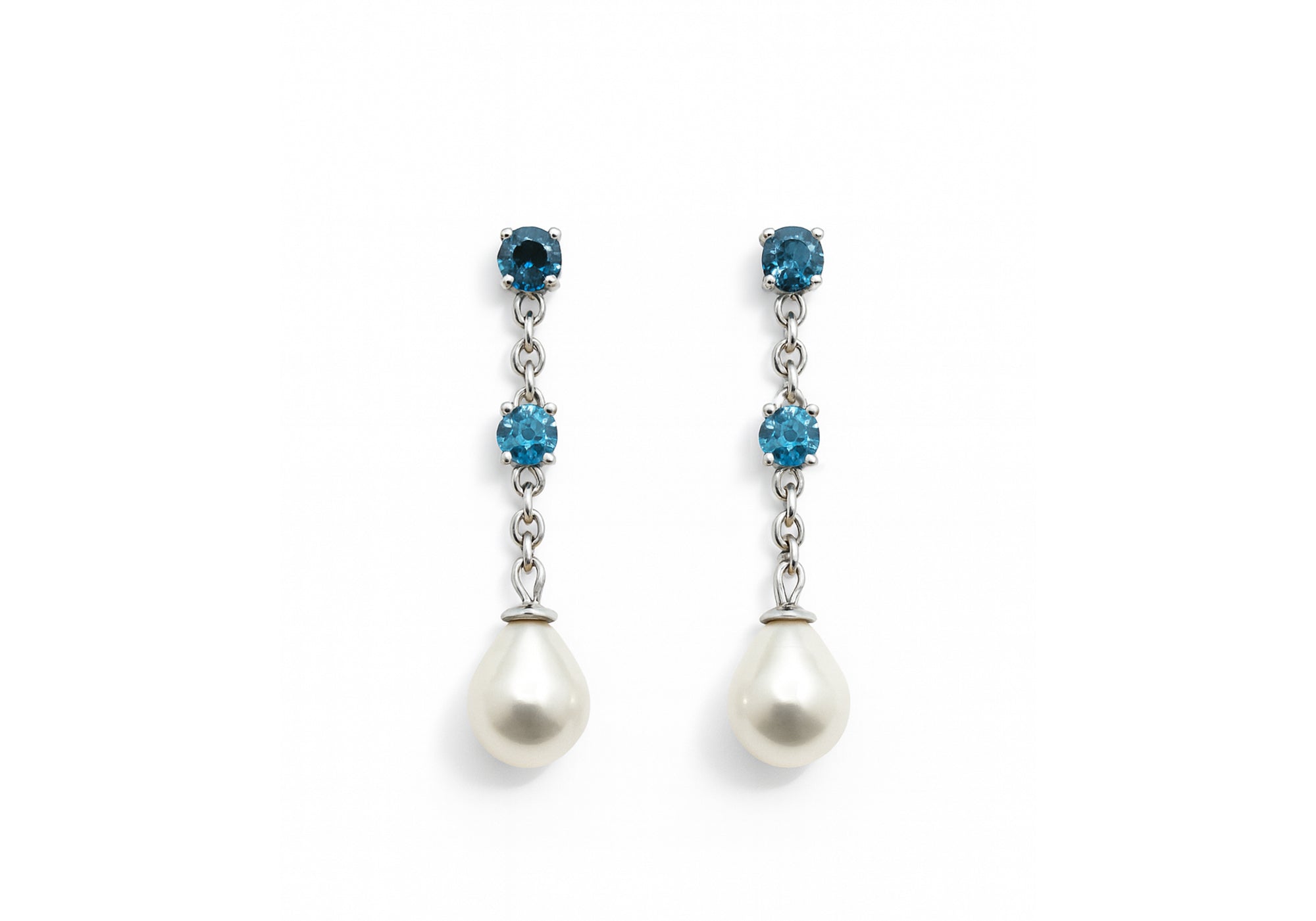 Boucles d'oreilles topazes et perles