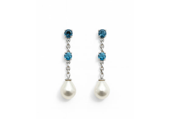 Boucles d'oreilles topazes et perles