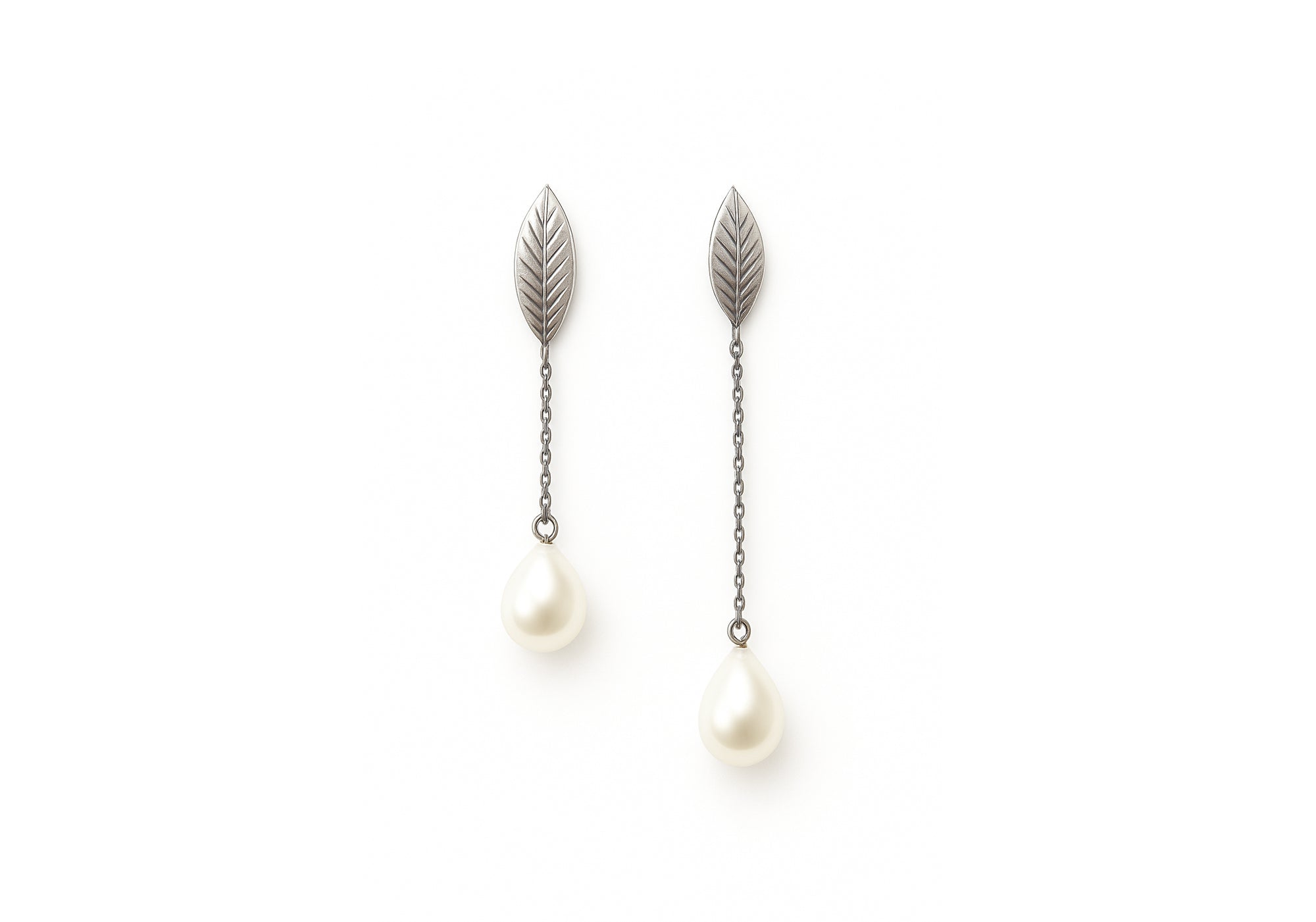 Boucles d'oreilles feuilles et perles