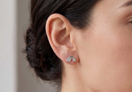 Mini boucles d'oreilles Arc-en-ciel (Ag925)
