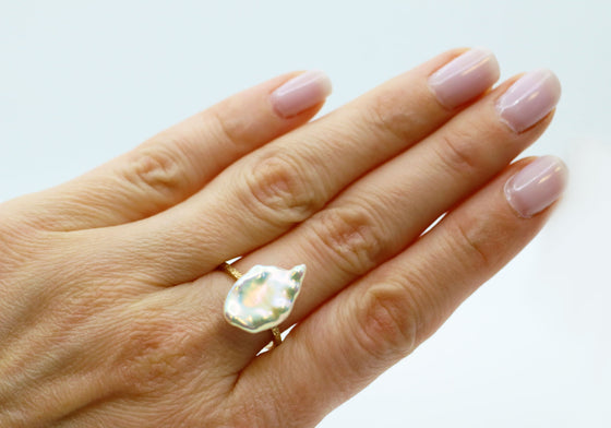 Bague perle naturelle baroque