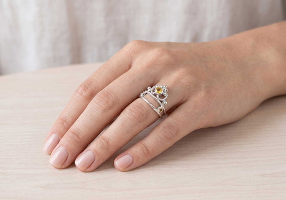 Bague Couronne et citrines