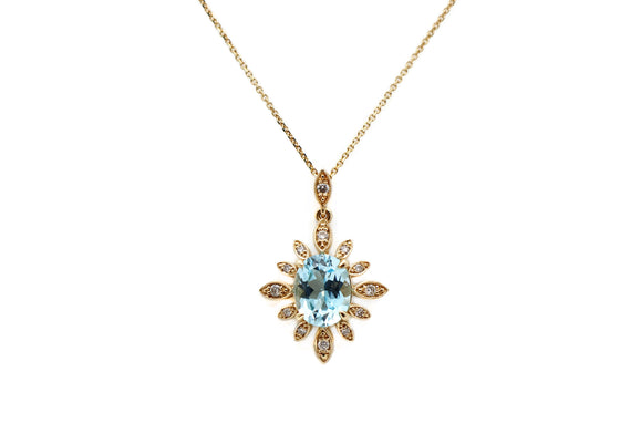 Collier soleil avec topaze bleue