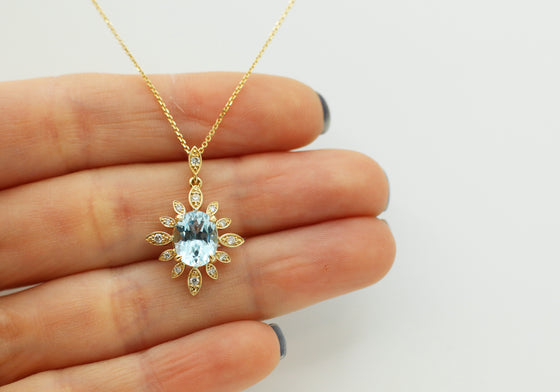 Collier soleil avec topaze bleue