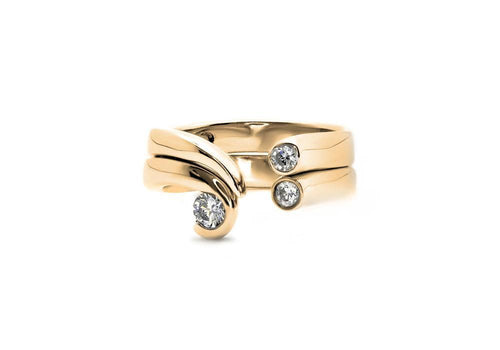 duo rings diamonds yellow gold the double cradle