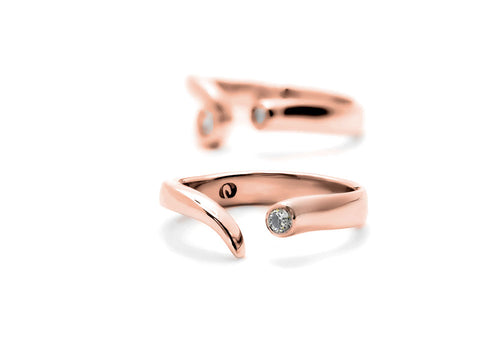 duo rings rose gold diamond ring the cradle double separated