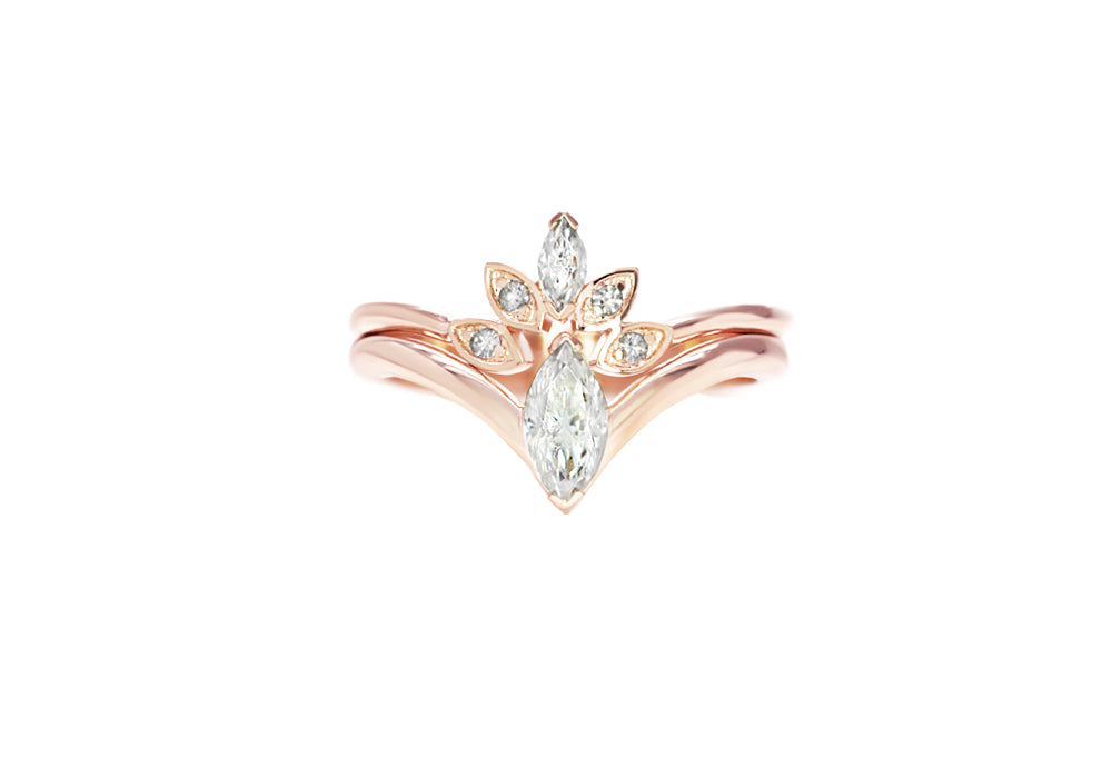 duo rings marquises diamonds rose gold I desire you