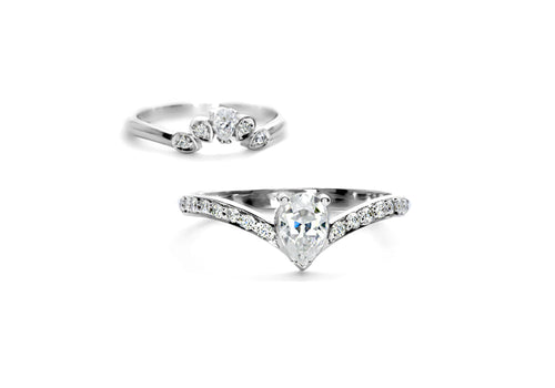 duo rings pear cut diamonds white gold the beauty of his dreams separated
