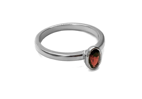 natural garnet ring with white gold side wait for me