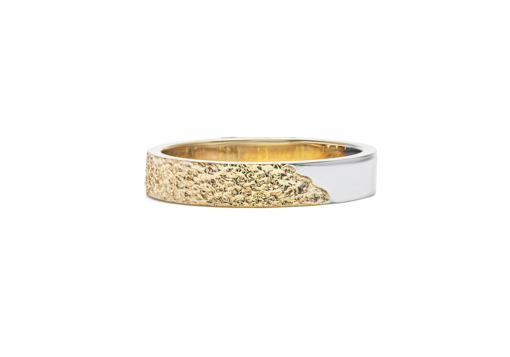 yellow and white gold man ring between heaven and earth