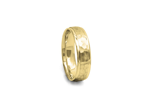man ring yellow gold texture organic like a glove side