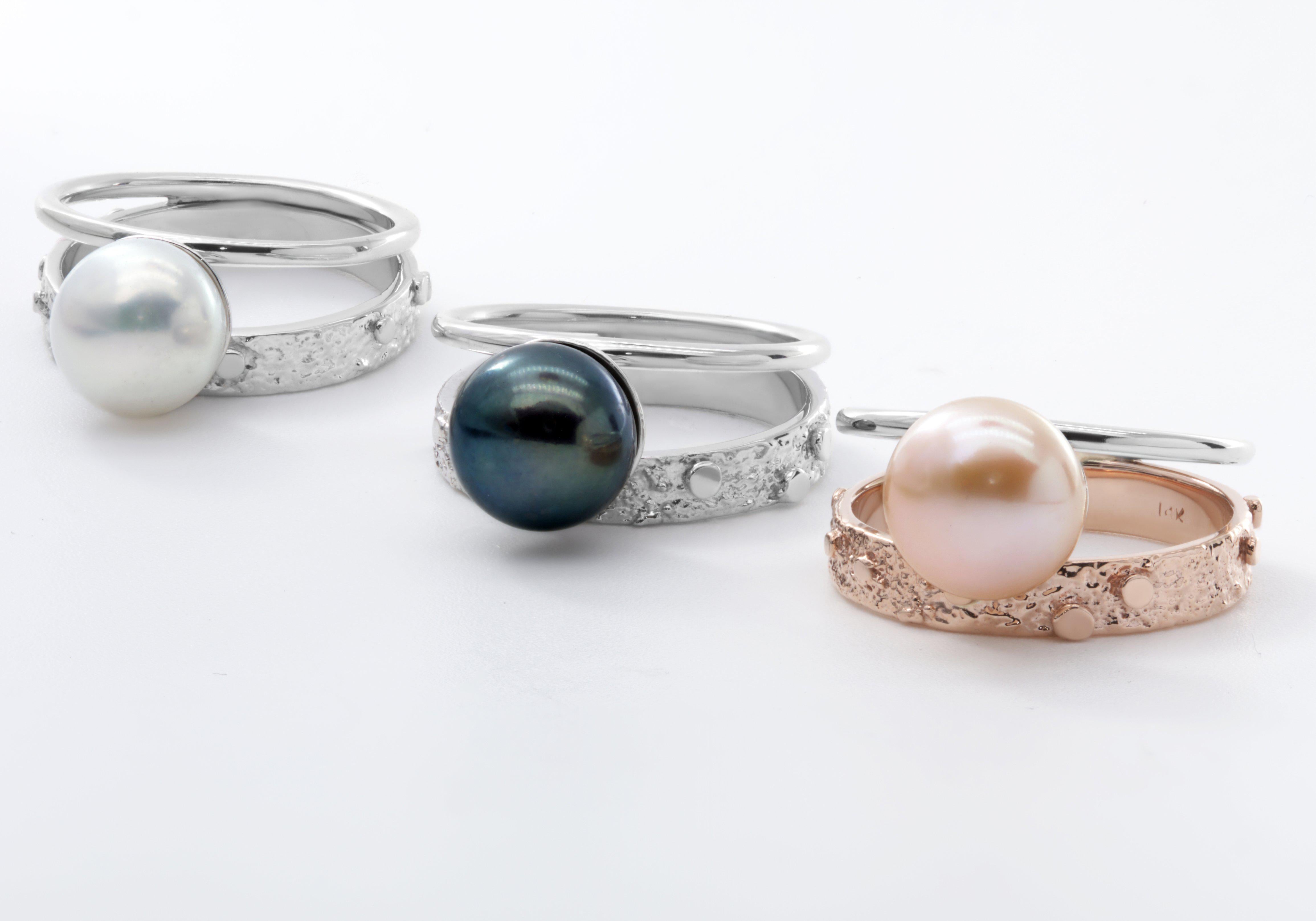 Bague argent, perles blanche et zirconium Duo Bague argent, perles blanche et zirconium Duo