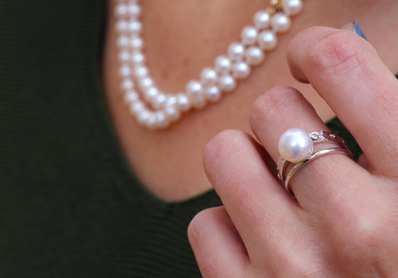 Double signature perle blanche (Ag925)