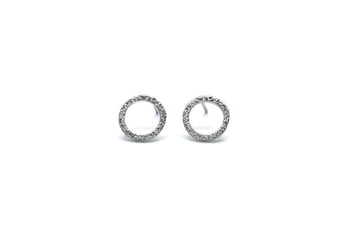 earrings round minimalist sterling silver textured