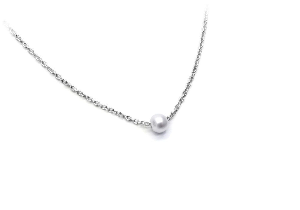 necklace 1 bead sterling chain snowball