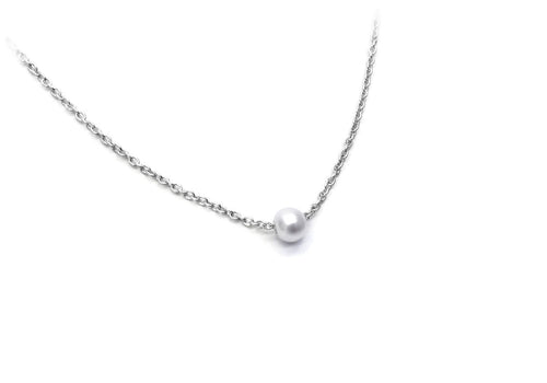 necklace 1 pearl Chain white gold snowball