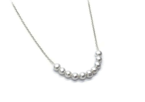necklace of 10 pearls white gold chain 10 snowballs