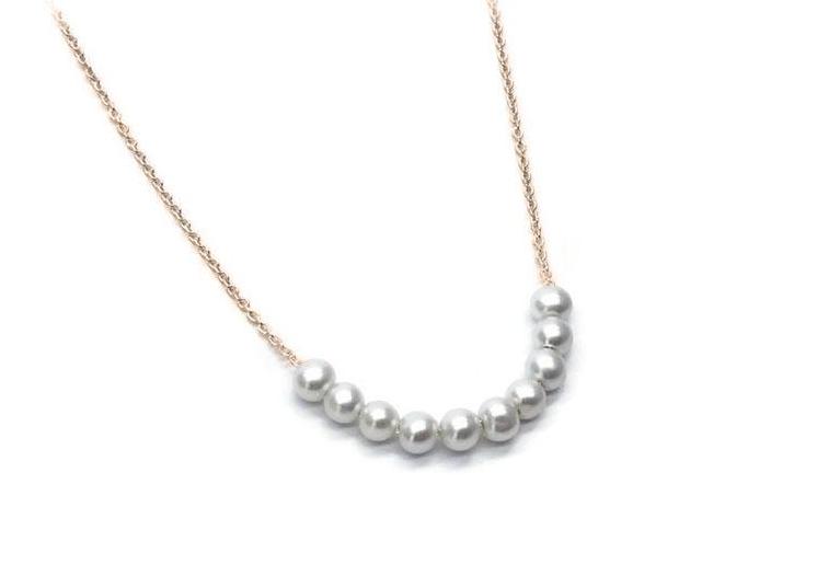 necklace of 10 pearls yellow gold chain 10 snowballs