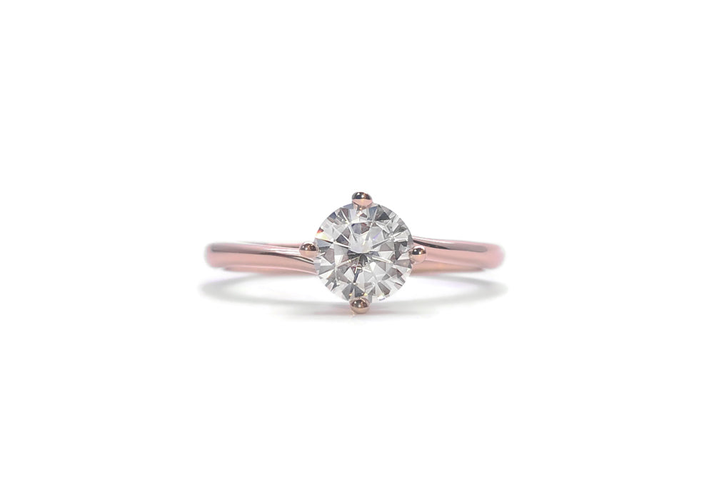 bague moissanite 50 points or rose enlace moi