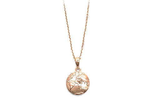 Pendant planet earth in pink gold 22 April