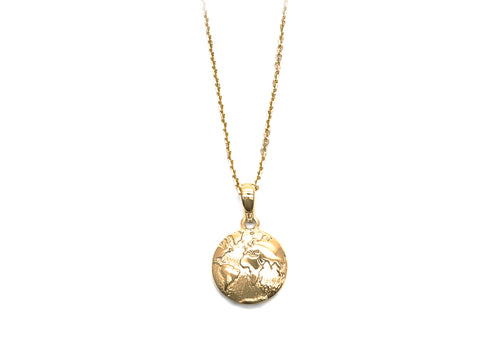 Pendant planet earth in yellow gold 22 April