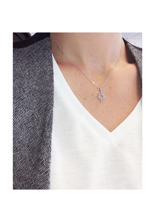 necklace diamond necklace laboratory sun sterling silver winter sky on model