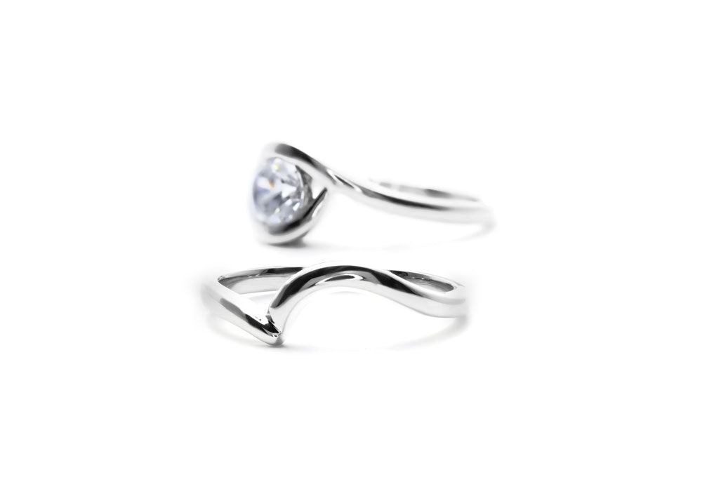 Duo bague de fiançailles et alliance │ Flamme en rose – Flamme en Rose