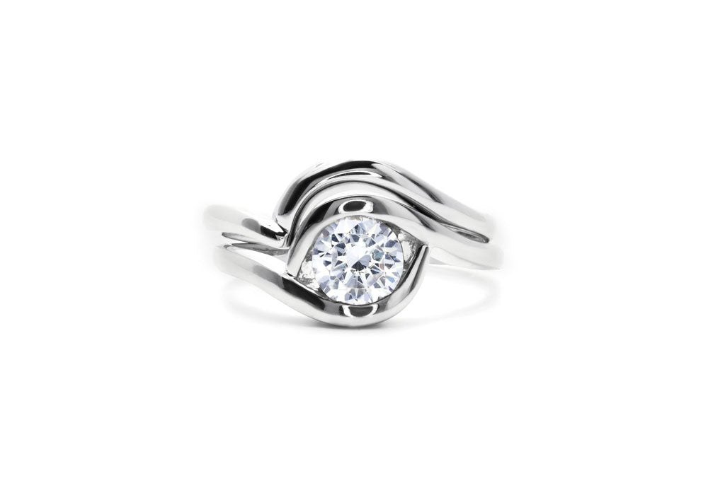 duo rings moissanite white gold at first glance